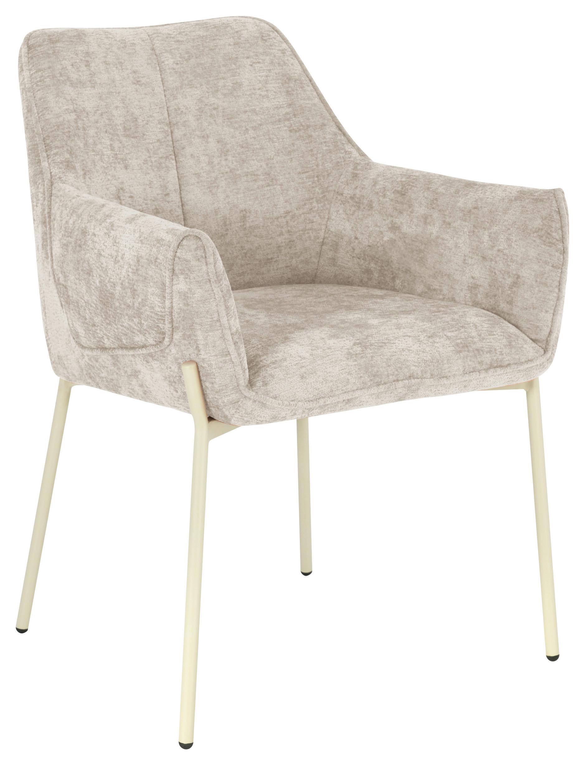 Armlehnstuhl Alea Chenille Beige, B: 62 cm - Beige, MODERN, Holz/Textil (62/83/62cm) - MID.YOU