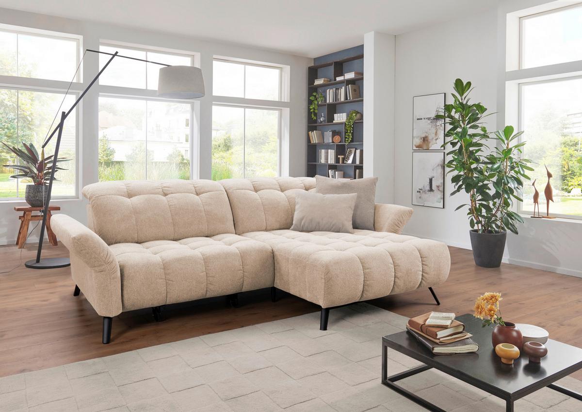 Ecksofa Coast Beige B: 244-270 cm - Beige/Schwarz, KONVENTIONELL, Holzwerkstoff/Textil (244-270/87-104/173cm)