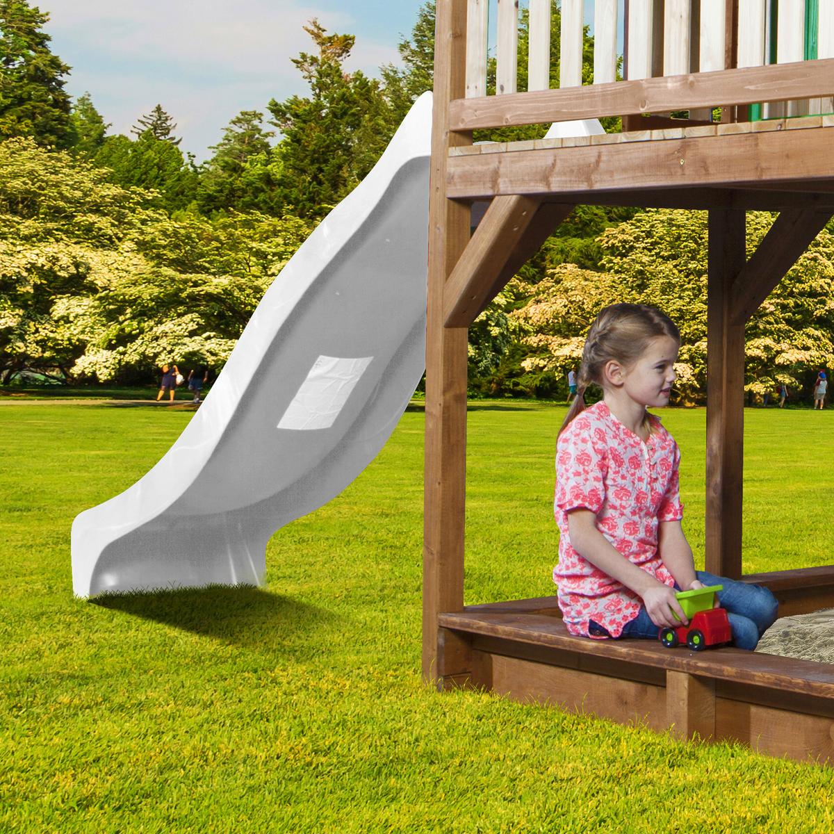 Spielturm A030.158.90 - Weiß/Braun, KONVENTIONELL, Holz (613/291/277cm) - Ambia Garden