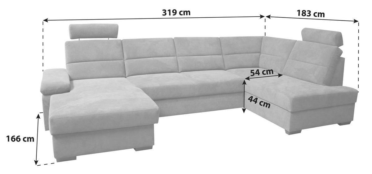 Ecksofa Norman - Anthrazit/Dunkelbraun, Design, Textil (166/319/183cm) - Livetastic