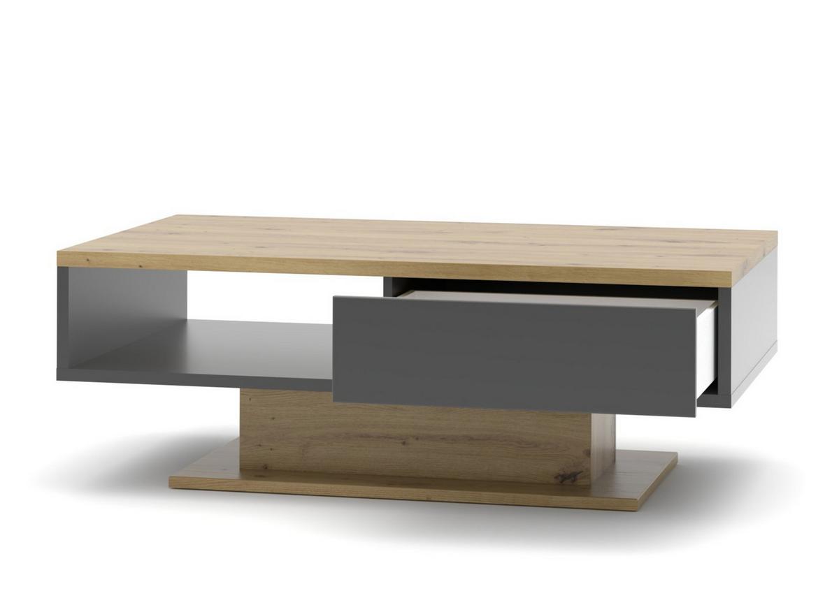 Couchtisch Evo Graphitfarben /Eiche Artisan Dekor L: 120cm - Graphitfarben/Eiche Artisan, Design, Holzwerkstoff (120/43/65cm) - MID.YOU