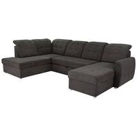 Rohová sedačka ATLAS U, levá, tmavě šedá, úl.prostor, lůžko - tmavě šedá/barvy chromu, Moderní, kov/dřevo (207/306/174cm)