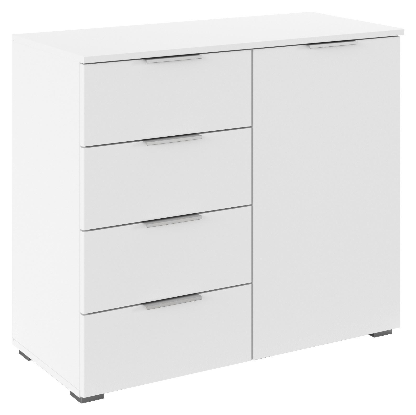 Kommode Lamella Weiß B: 93 cm - Alufarben/Weiß, MODERN, Holzwerkstoff (93/81/42cm) - Rauch Möbel