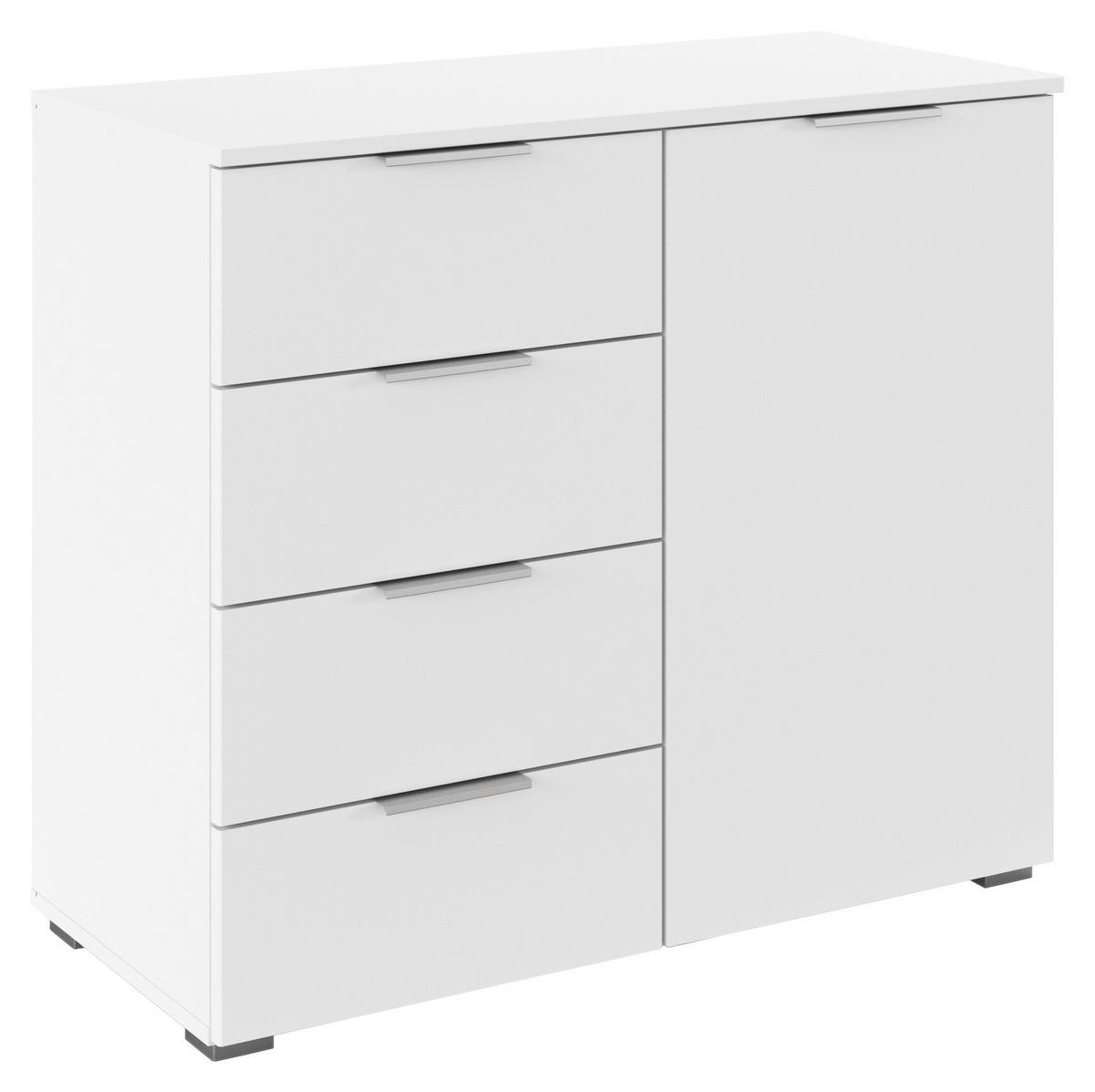 Kommode Lamella Weiß B: 93 cm - Alufarben/Weiß, MODERN, Holzwerkstoff (93/81/42cm) - Rauch Möbel