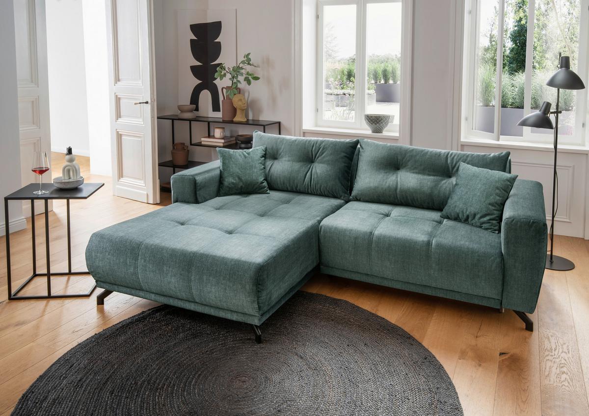 Ecksofa Restato, Blau S: 177x246 cm - Blau/Schwarz, MODERN, Textil (177/246cm) - MID.YOU