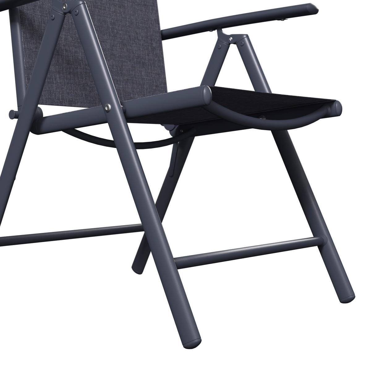 ZAHRADNÍ ŽIDLE NIKI - černá/tmavě šedá, Basics, kov/textil (56/106/54cm)