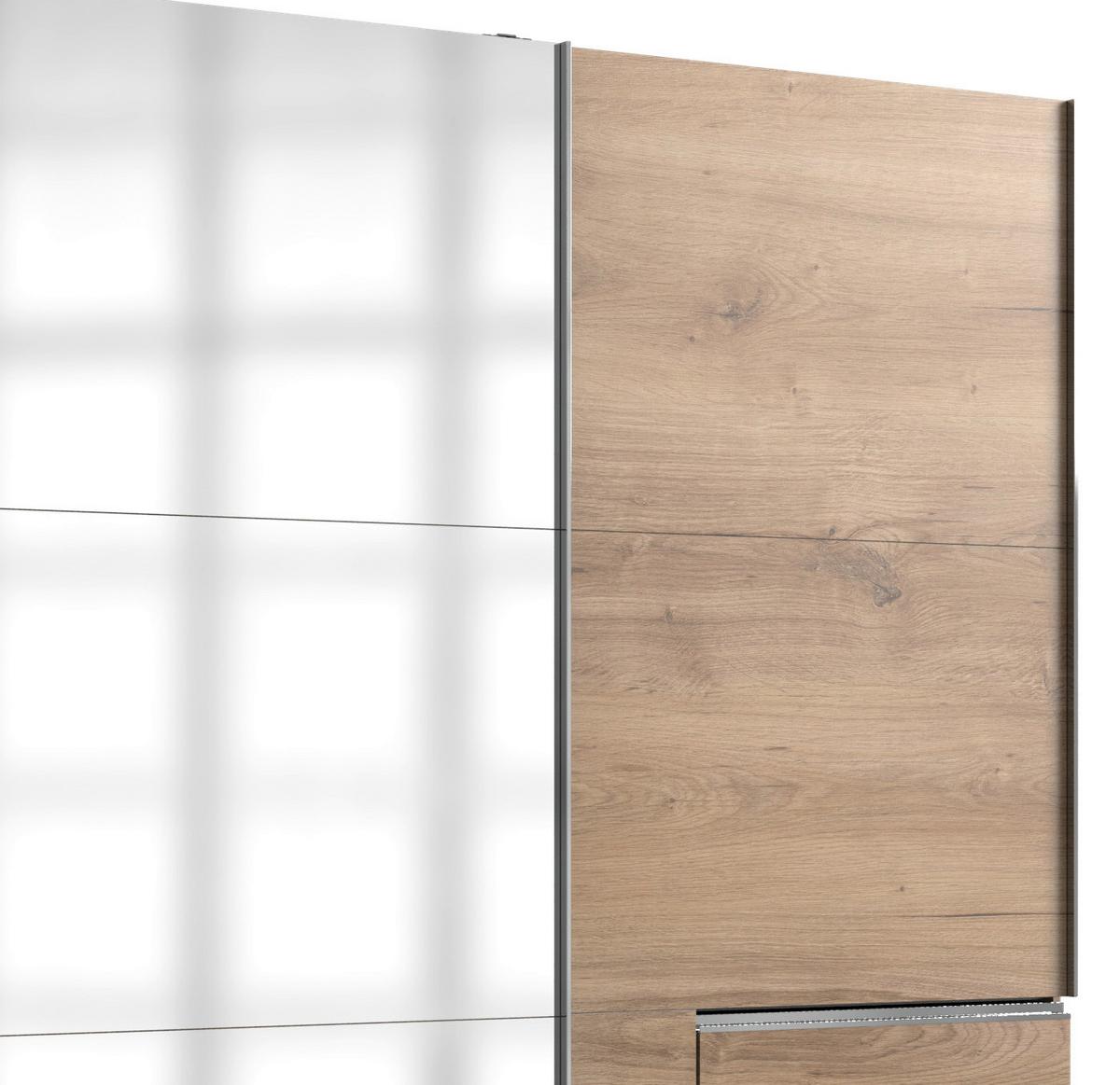 Schwebetürenschrank M. Spiegel 300cm Level 36a, Eiche Dekor - Eichefarben, MODERN, Glas/Holzwerkstoff (300/216/65cm) - MID.YOU