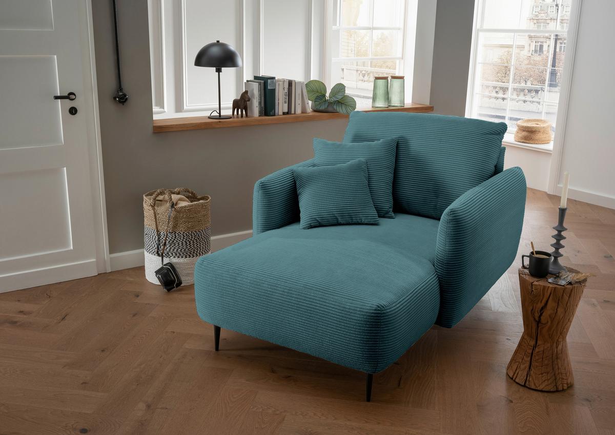 XXL-Sessel Vanilla, Petrol B: 112 cm - Petrol/Schwarz, Design, Textil (112/95/158cm) - Livetastic