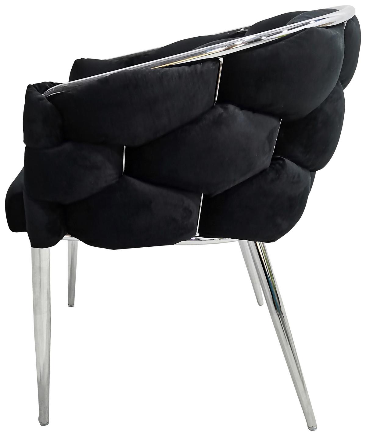 Armlehnstuhl-Set Grace 125 - Silberfarben/Schwarz, MODERN, Textil/Metall (65/79/61cm) - Kayoom