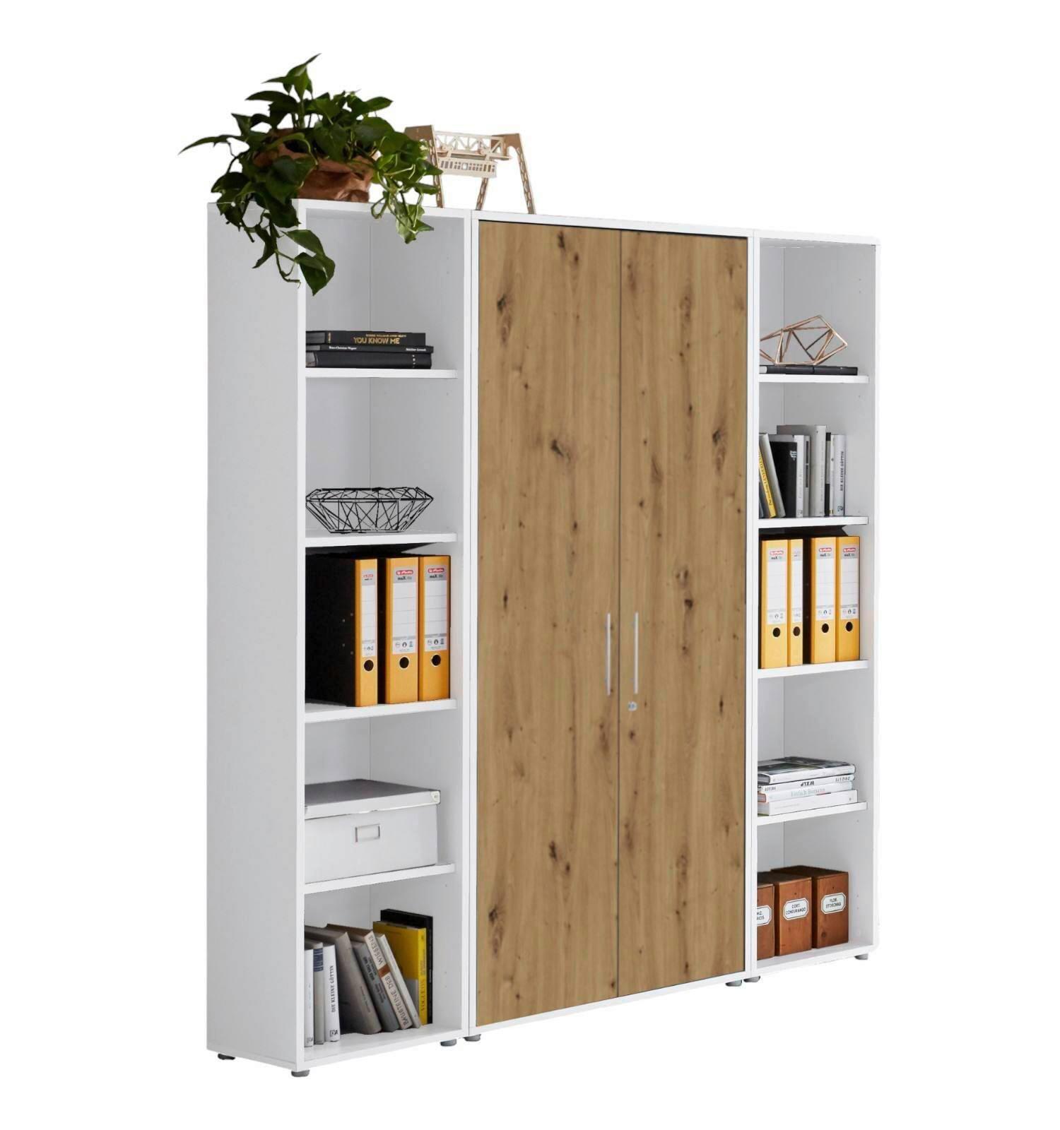 AKTENSCHRANK OFFICE EDITION - SW SET 3 - Weiß/Eiche Artisan, MODERN, Holzwerkstoff (172,6/185,6/33cm) - MID.YOU