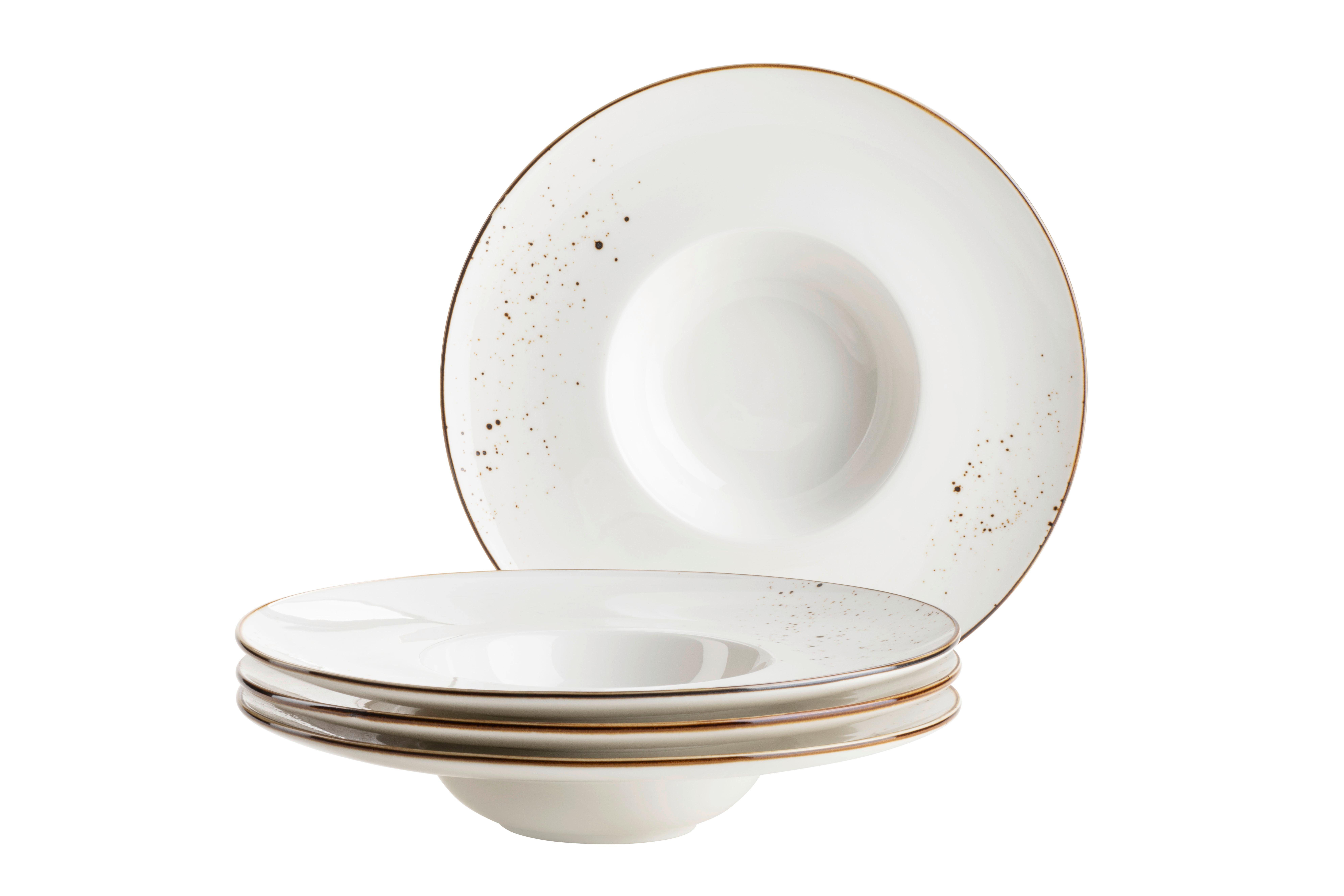 Tellerset Pintar Porzellan 4--Teilig. rund Braun Weiß - Braun/Weiß, Basics, Keramik (26/5cm) - Mäser