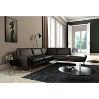 Ecksofa Spring Schwarz Chrom S: 273x250 cm - Chromfarben/Schwarz, Design, Leder (273/250cm) - Livetastic