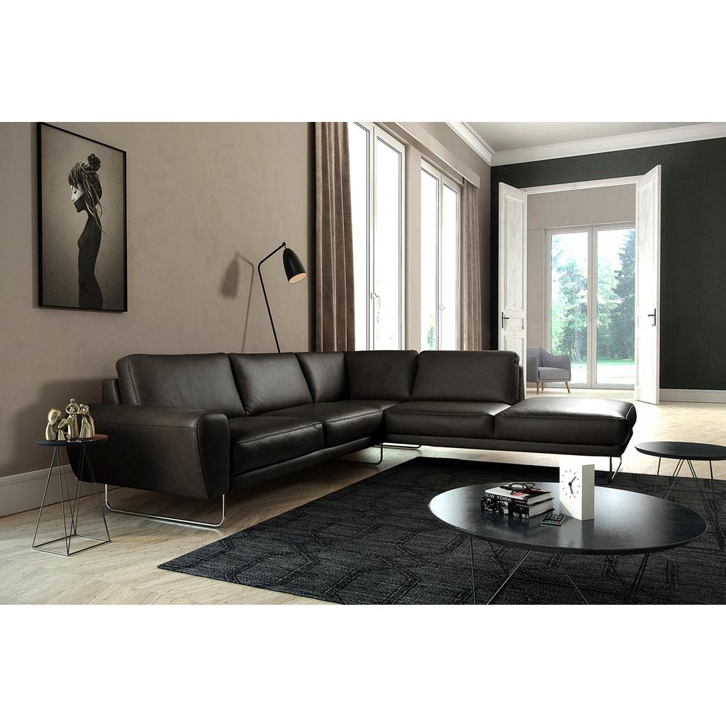 Ecksofa Spring Schwarz Chrom 273x250 cm