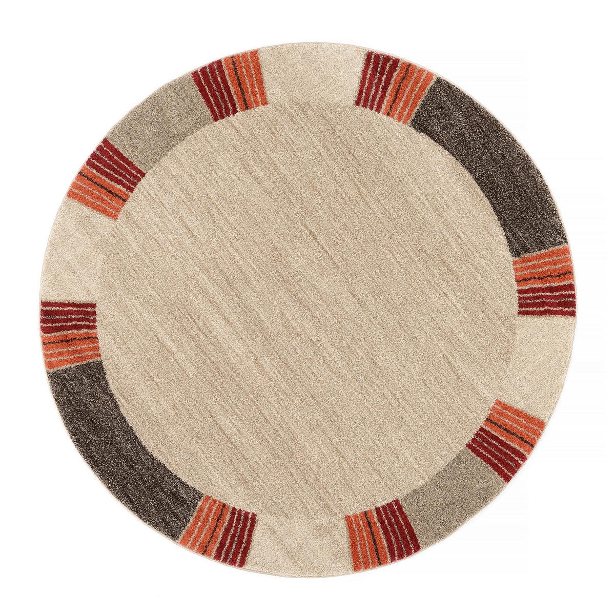 Webteppich Braun/Beige Palazzo Lobo Rund Ø 160 cm - Dunkelbraun/Beige, KONVENTIONELL, Textil (160cm) - Novel