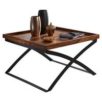 Couchtisch Mit Holzplatte, Sheesham/schwarz - Sheeshamfarben/Schwarz, Design, Holz/Metall (63/63/39cm) - MID.YOU