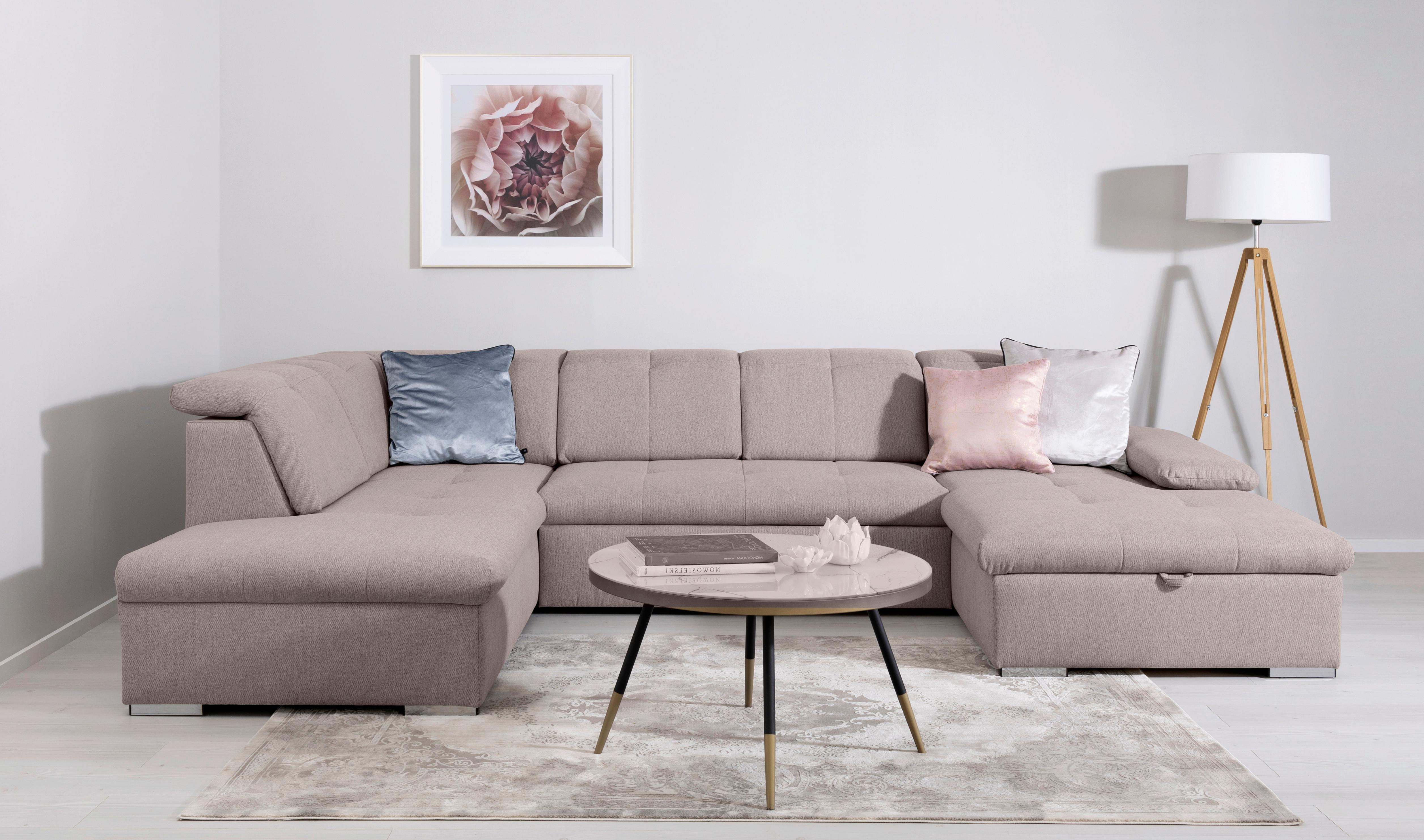 Wohnlandschaft Ramzes Taupe U: 215x328x173 cm - Taupe/Grau, Design, Textil (215/328/173cm) - MID.YOU