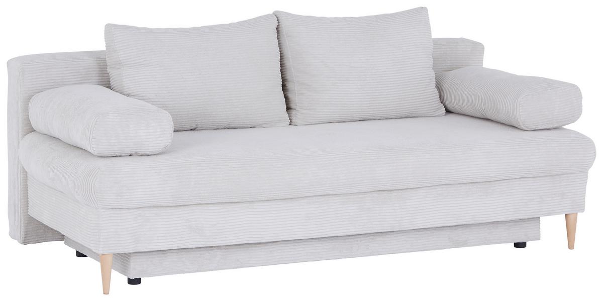 Pohovka MILANO, béžová, s lôžkom a úložným priestorom - prírodná farba/béžová, Modern, drevo/textil (200/95/95cm)