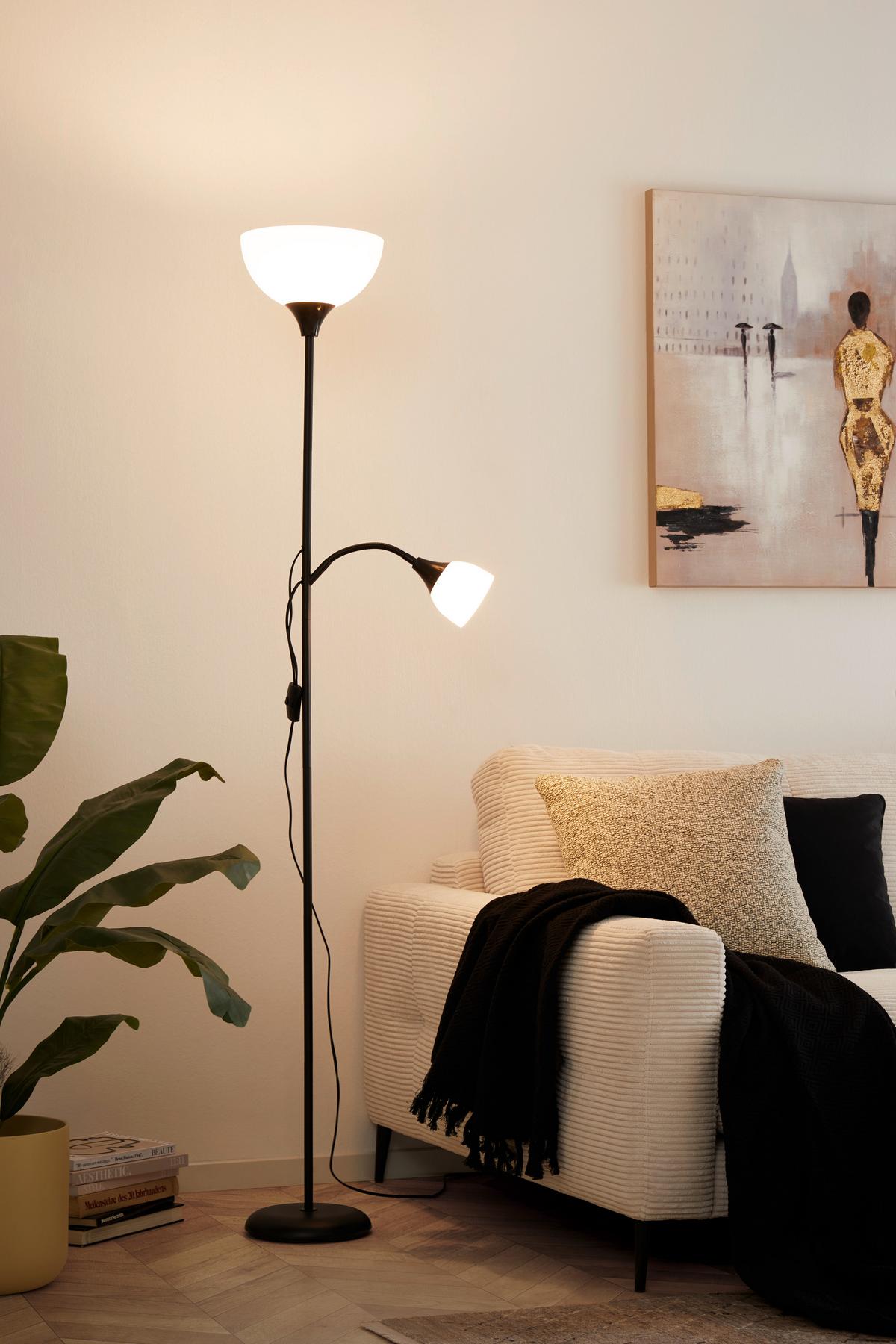STOJACÍ LAMPA VANESSA -BASED- - bílá/černá, Moderní, kov/plast (42/21/180cm) - Mömax