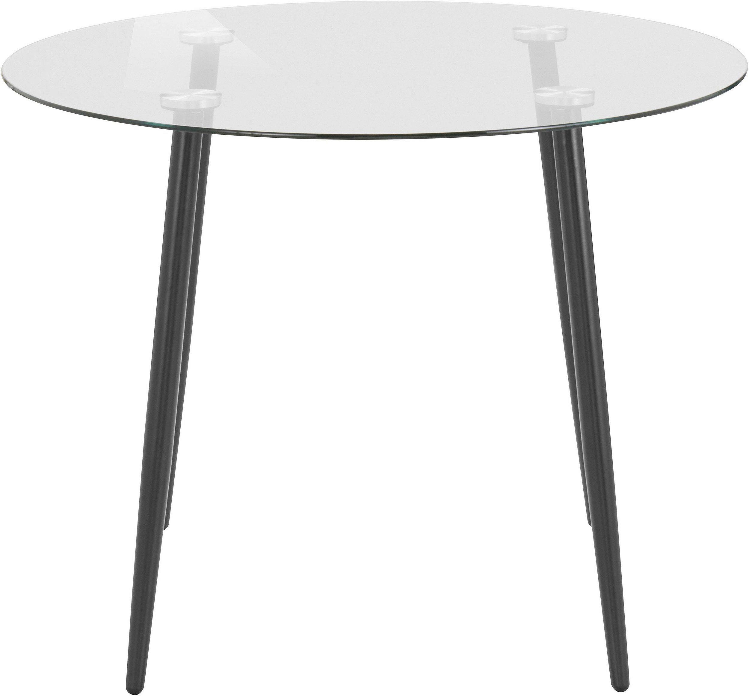 Esstisch Danny Schwarz, Transparent L: 100cm - Transparent/Schwarz, Design, Glas/Metall (100/75/100cm) - MID.YOU