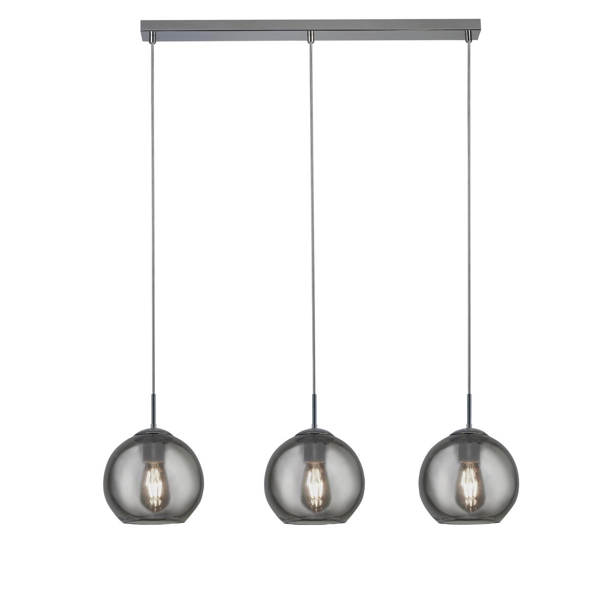 Hängeleuchte Balls H: 150 cm 3-Flammig, höhenverstellbar - Chromfarben, KONVENTIONELL, Glas/Metall (86/20/150cm)