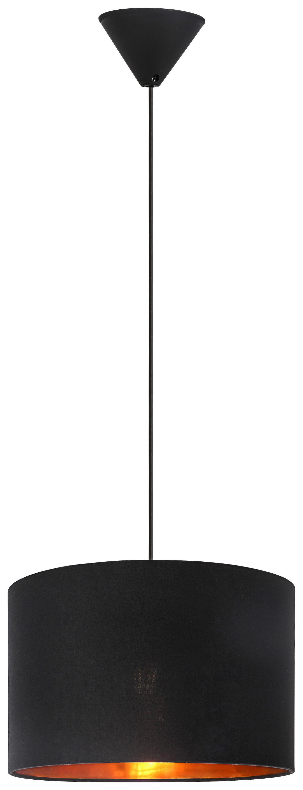 Závěsné svítidlo Goldi, E27 max. 25W - černá/barvy zlata, Moderní, kov/textil (30/120cm) - Mömax