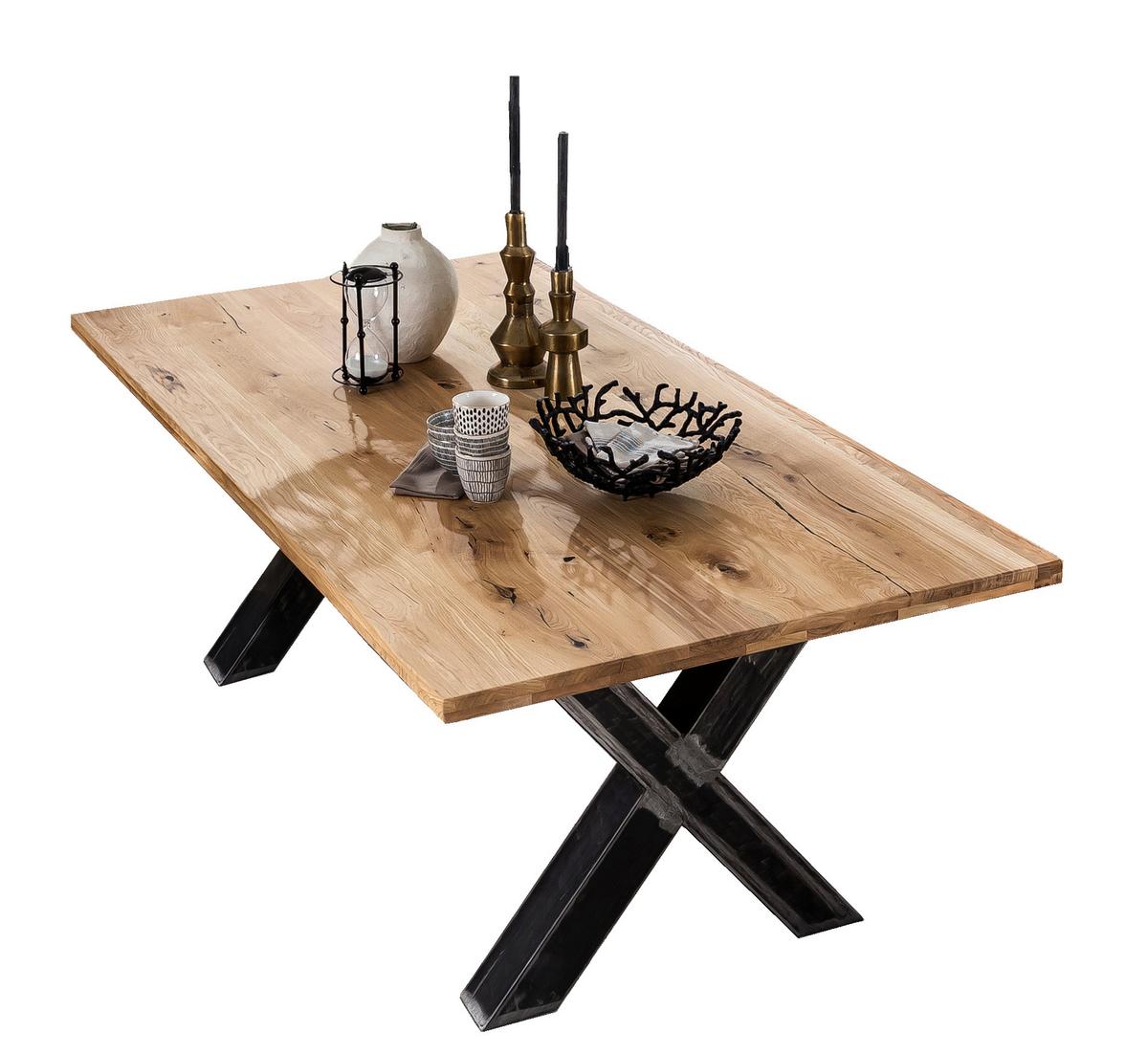ESSTISCH Schwarz/Naturfarben L: 180cm - Schwarz/Naturfarben, MODERN, Holz/Metall (180/100/75cm) - MID.YOU