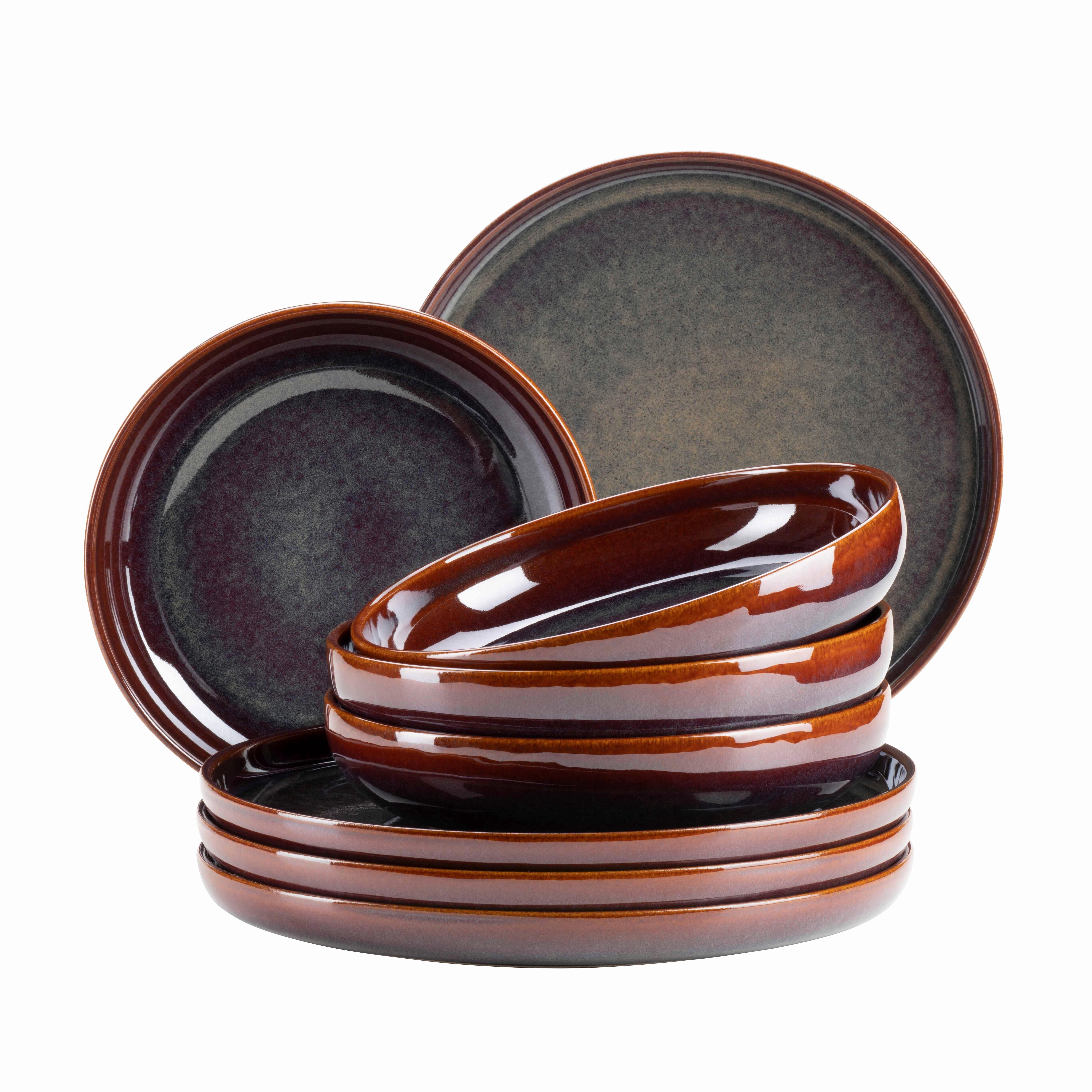 Tafelservice Elina Uno Rotbraun 8-teilig - Rotbraun, Basics, Keramik - Mäser