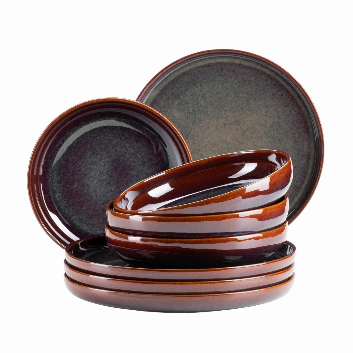 Tafelservice Elina Uno Rotbraun 8-Teilig - Rotbraun, Basics, Keramik - Mäser