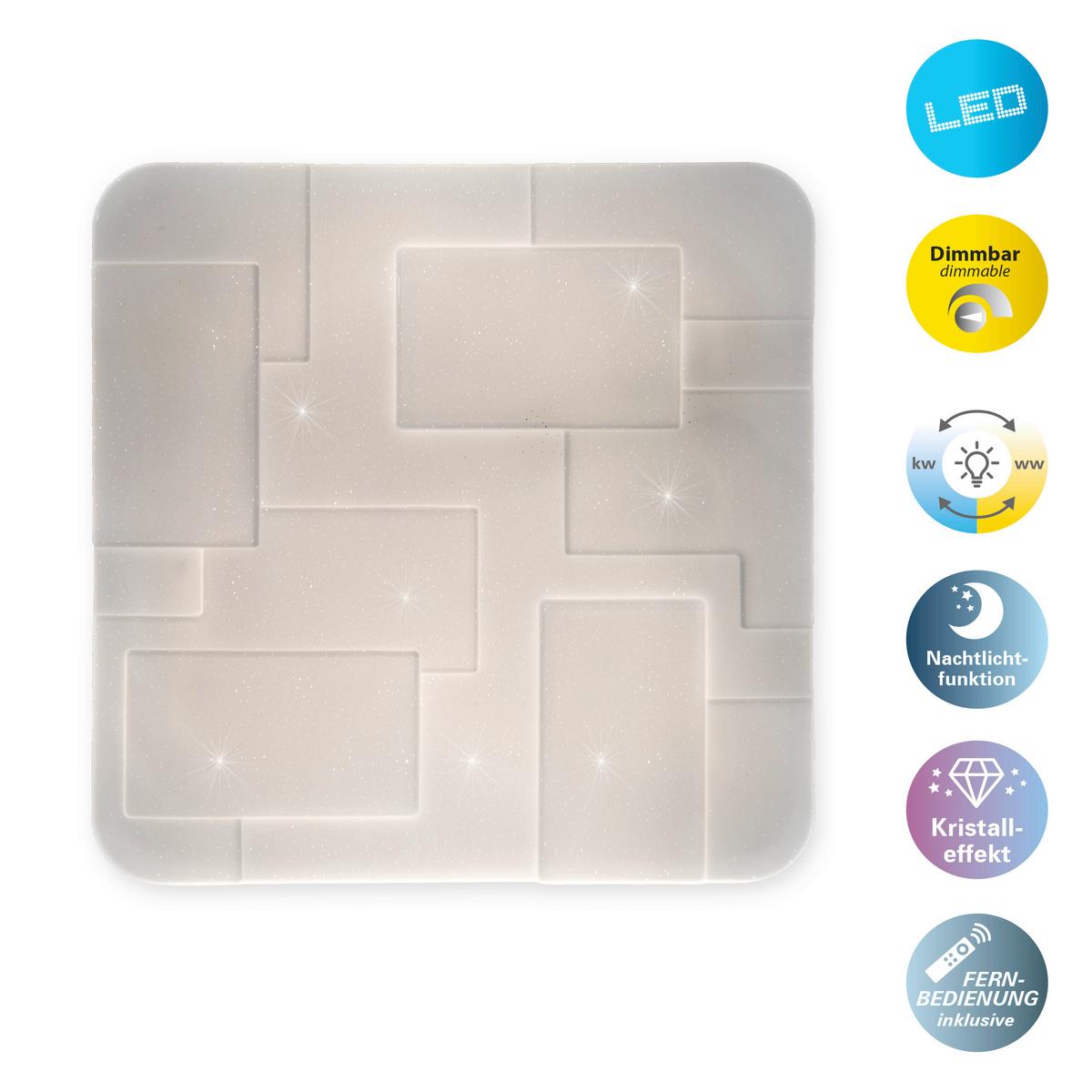 Led-deckenleuchte Luxor L: 54 Cm Dimmbar Mit Fernbedienung - Weiß, Design, Kunststoff/Metall (54/6,5cm) - Näve