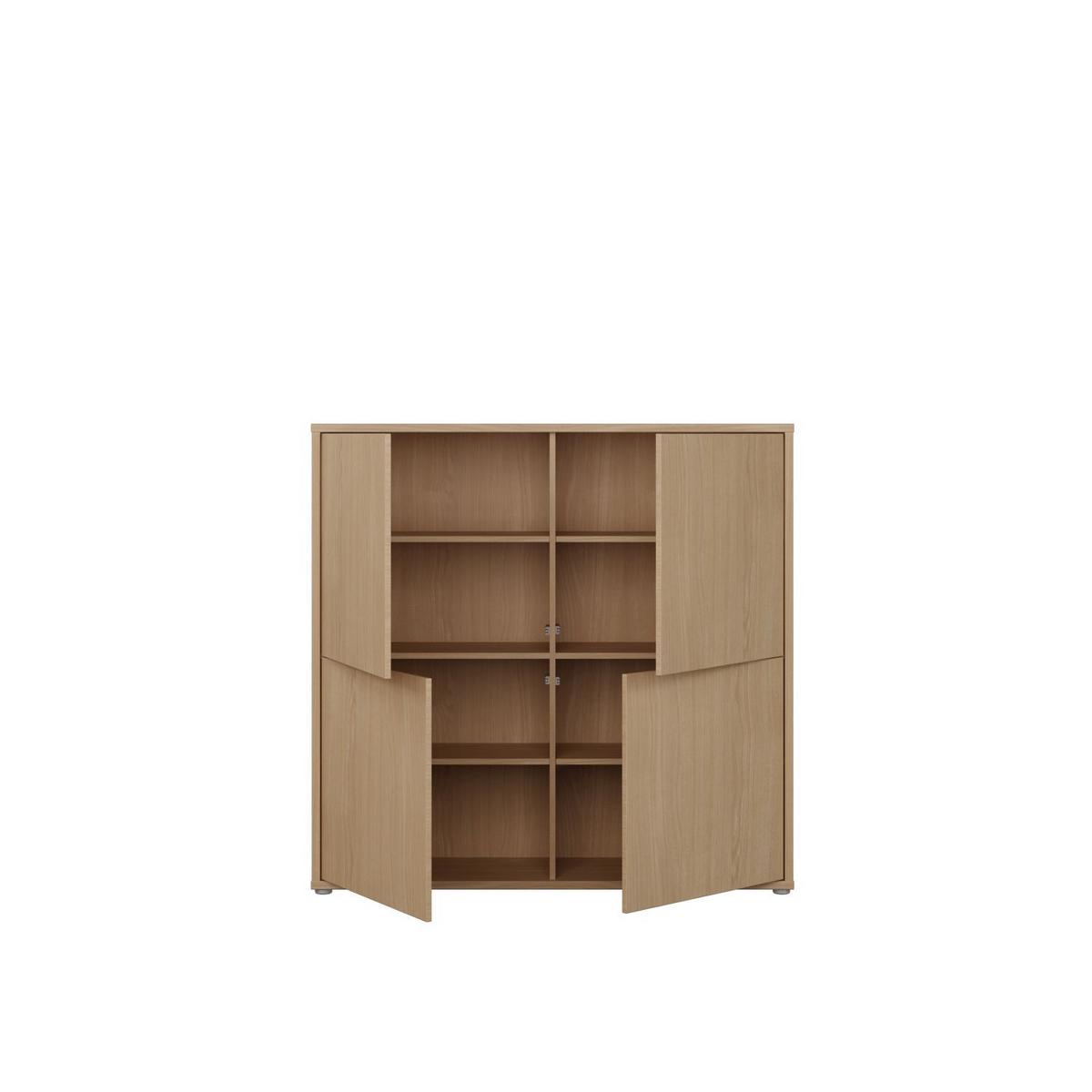 Vysoká komoda dekor dub Elegancia - barvy dubu/béžová hnědá, Moderní, kompozitní dřevo (124,5/121,5/34,9cm)