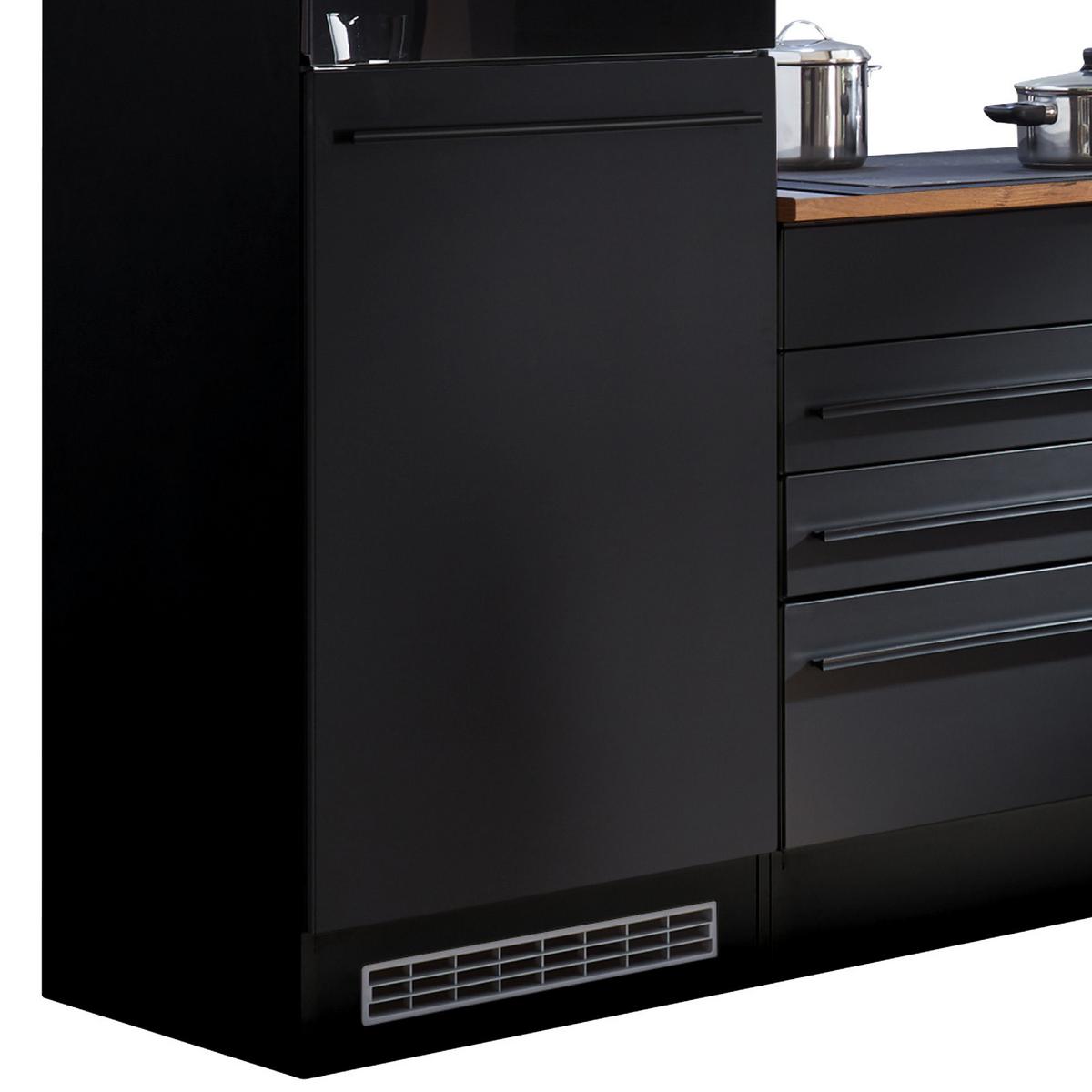 Küchenzeile Jazz mit Geräte B: 260 cm Schwarz/Eiche Dekor - Eichefarben/Schwarz, LIFESTYLE, Holzwerkstoff (260cm) - MID.YOU