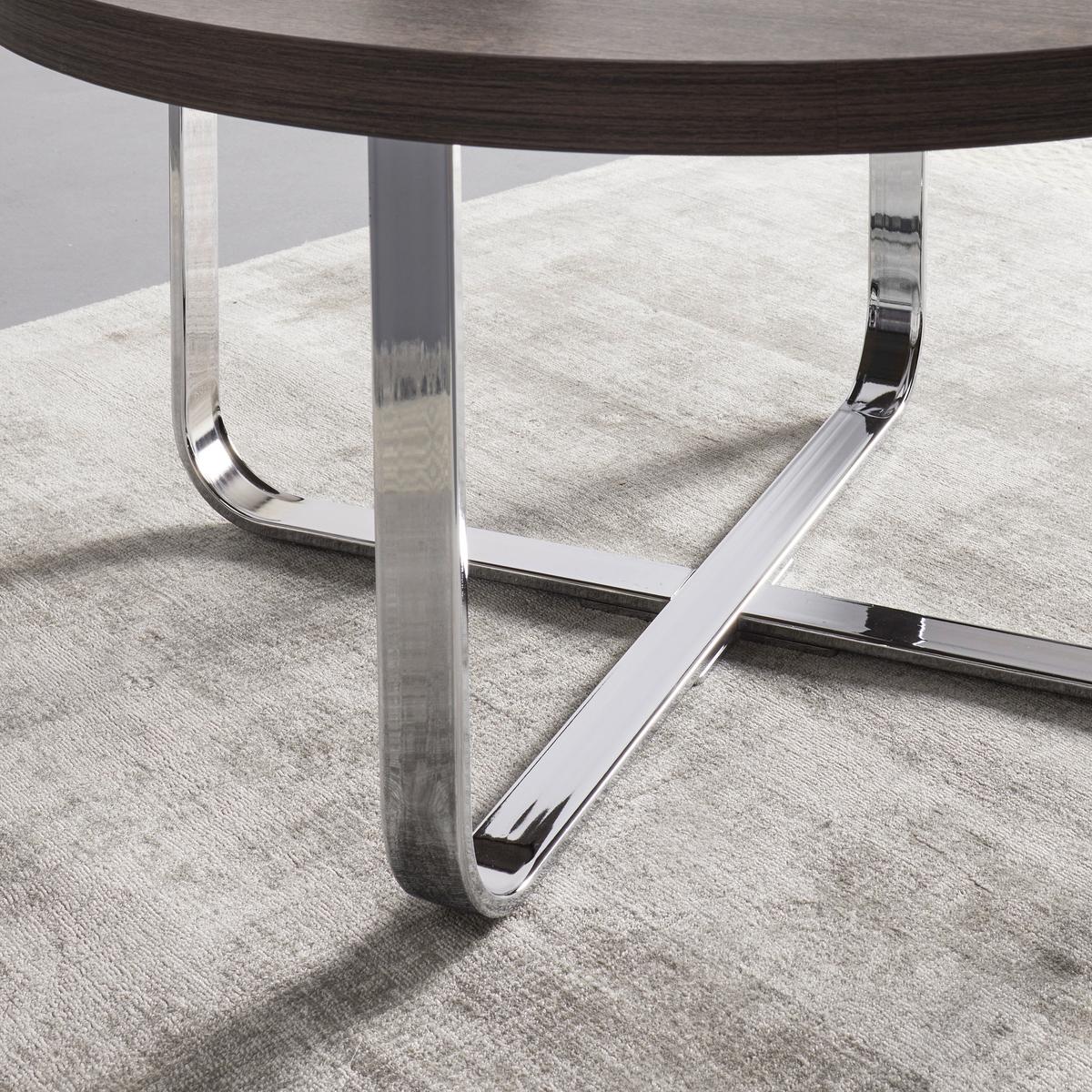 Konferenční stůl CARL barvy dubu - barvy dubu/barvy chromu, Moderní, kov/dřevo (80/80/42cm) - Bessagi Home