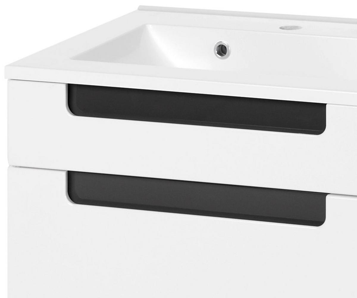 Waschbecken Mit Unterschrank Siena B: 60cm Weiß/anthrazit - Anthrazit/Weiß, MODERN, Holzwerkstoff/Stein (60cm) - Held