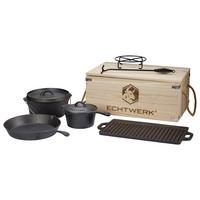 Dutch Oven 7-tlg. Gusseisen ø 24/16,5/30cm mit Deckelheber - Schwarz, Trend, Metall - Echtwerk