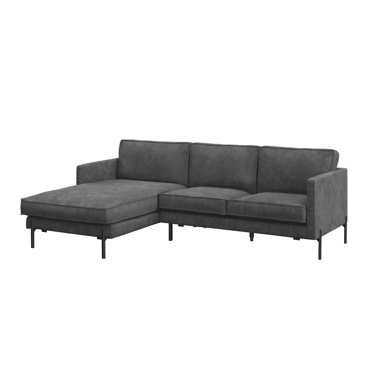 Ecksofa Yukon Dunkelgrau S: 154x232 Cm - Dunkelgrau/Schwarz, Trend, Textil (154/232cm) - Livetastic