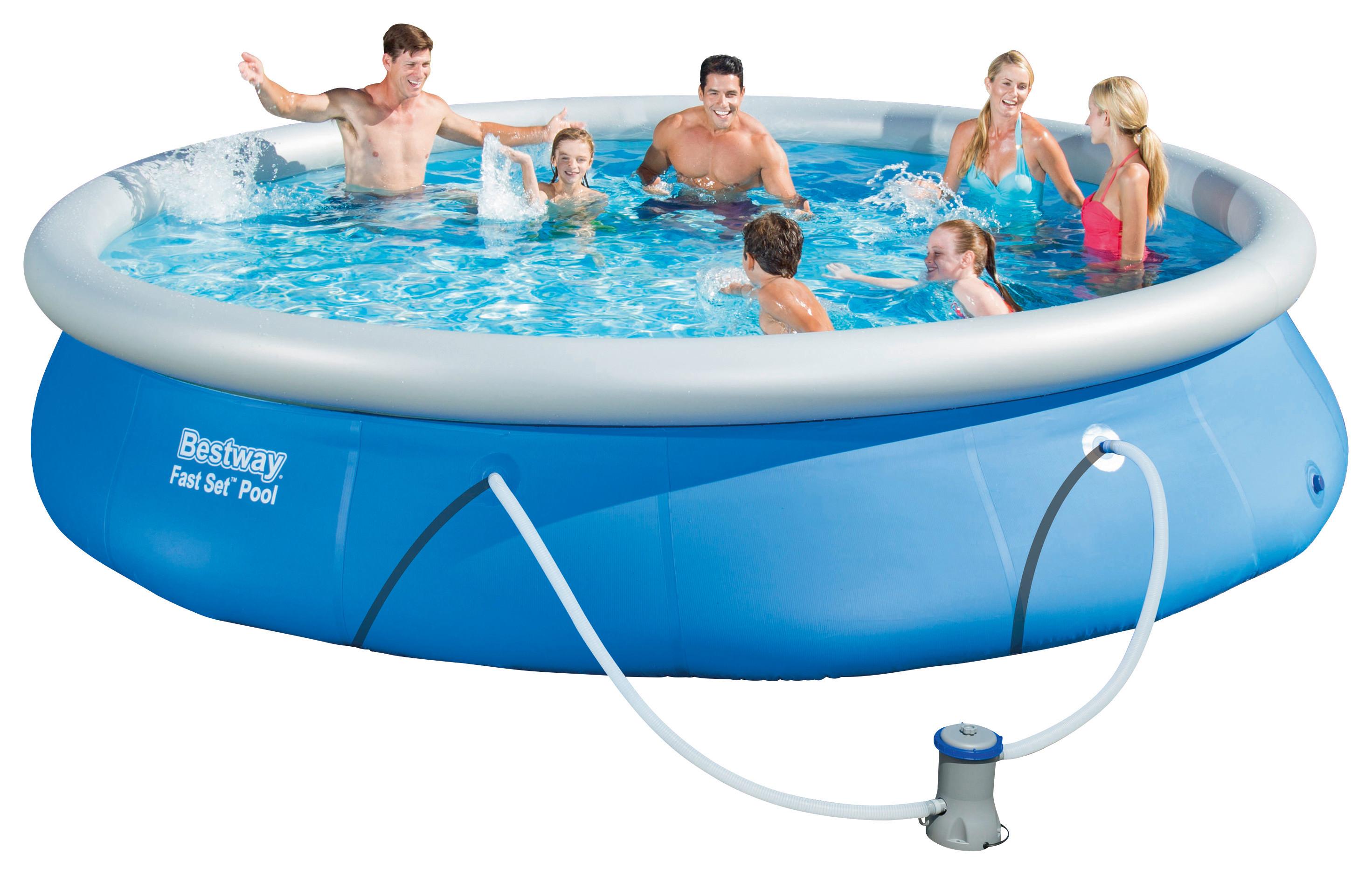 Aufstellpool Rund inkl. Pumpe D/H: 457x84 cm - Blau/Weiß, Kunststoff (457/84cm) - Bestway