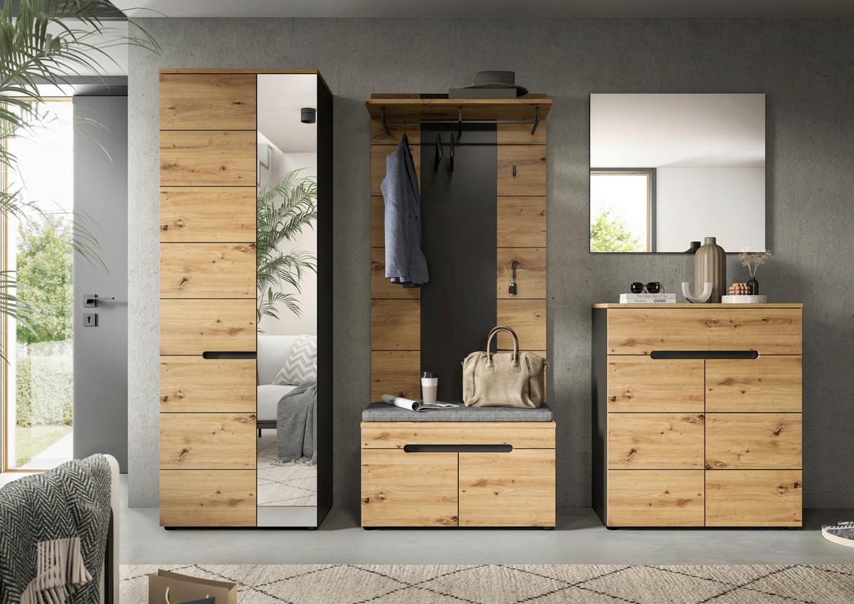 Garderobe Canu 6-teilig Eiche Artisan/grau B: 255 Cm - Eiche Artisan, Design, Holzwerkstoff (255/190/37cm) - Livetastic