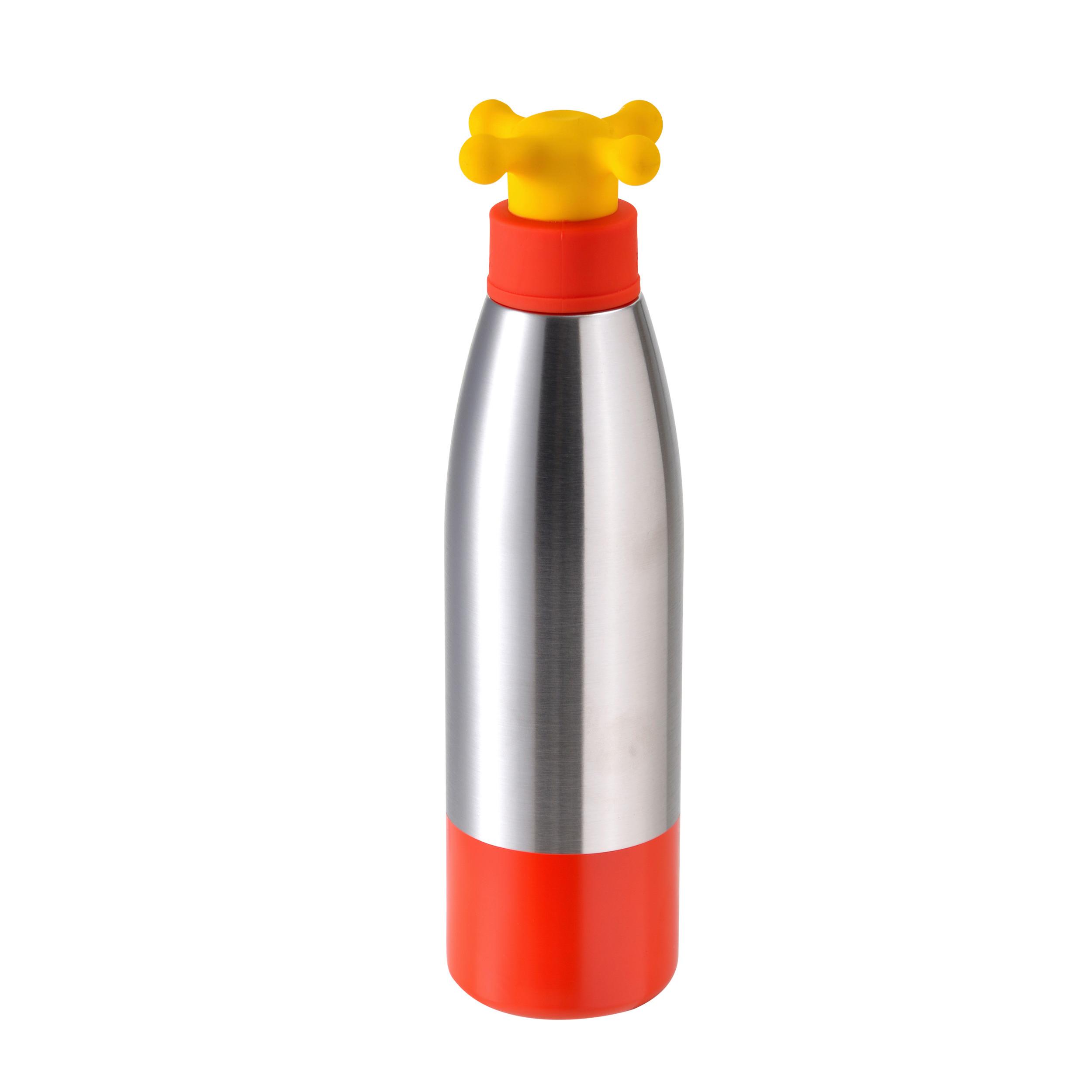 Trinkflasche Kids 0,5 L Kunststoff/Metall - Edelstahlfarben/Gelb, Basics, Kunststoff/Metall (7,4/7/26,5cm) - Benetton