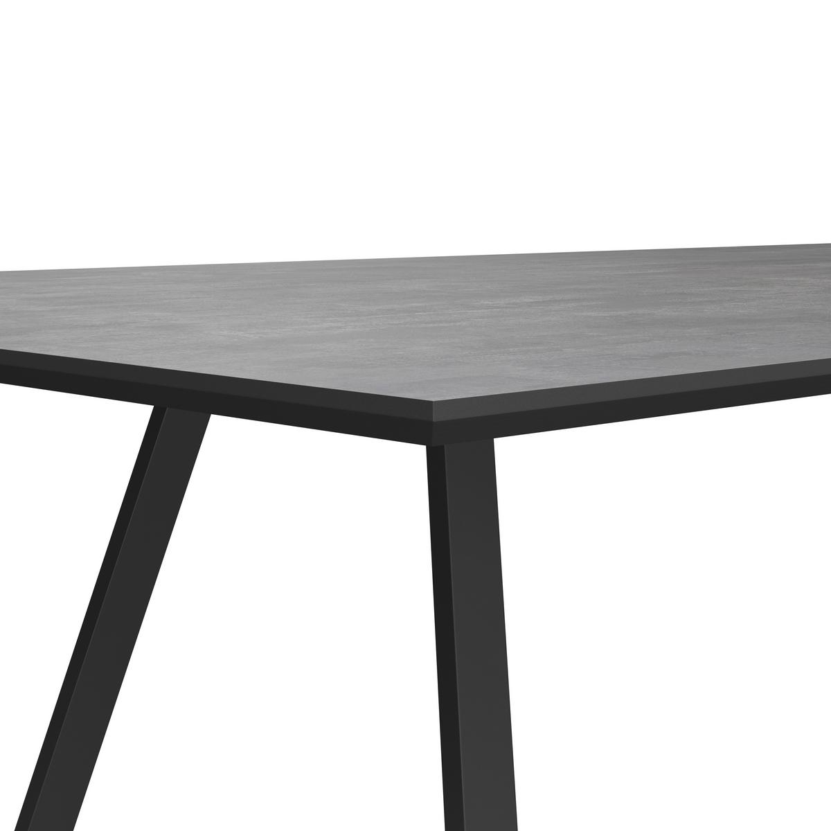 Tischgruppe Vols Giga 7-teilig Dekor grau/Webstoff grau - Schwarz/Grau, MODERN, Holzwerkstoff/Textil (160/75/90cm)