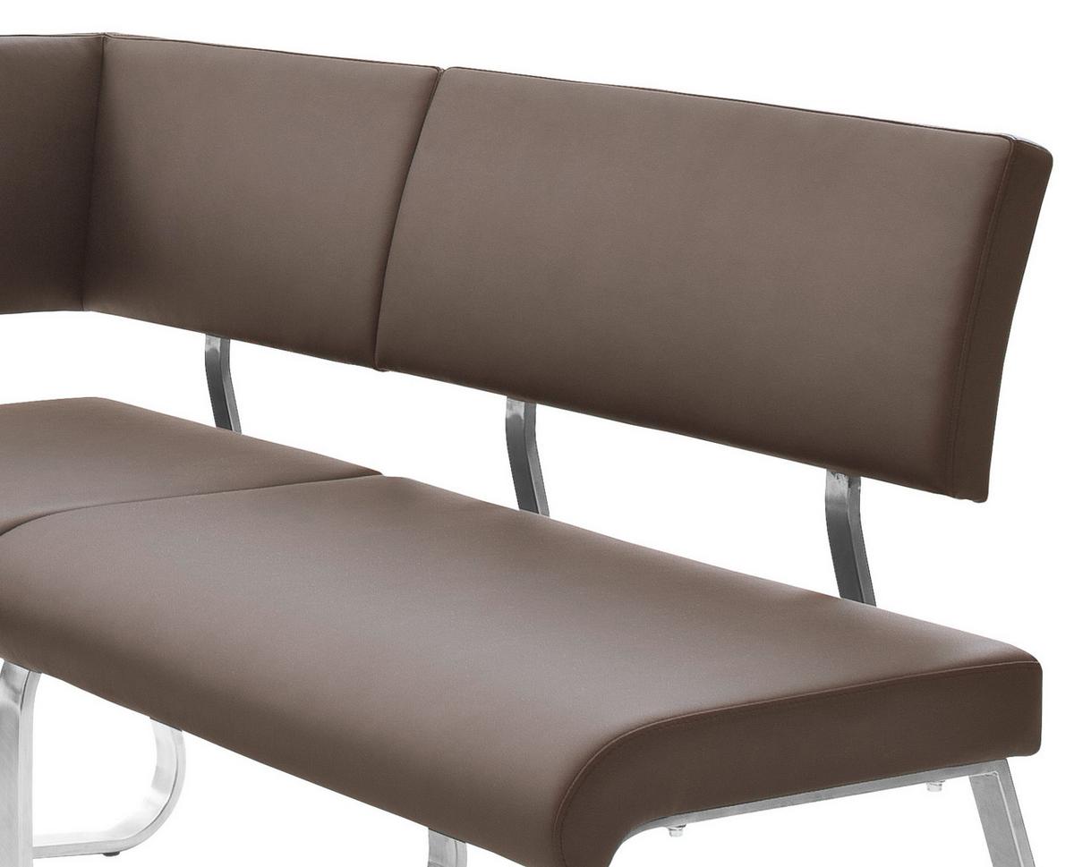 Eckbank Braun Lederlook Arco 200x150 cm - Edelstahlfarben/Braun, Design, Textil/Metall (200/150cm) - Livetastic