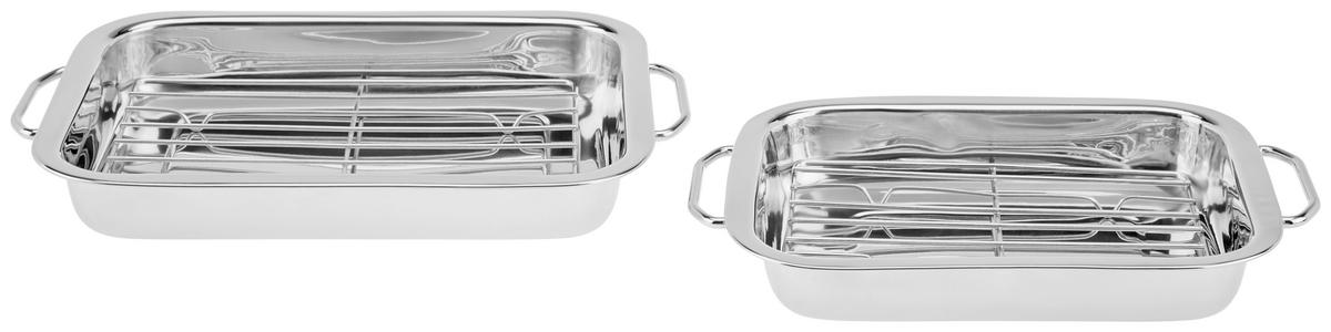 Auflaufform Esha Edelstahl LxBxH: ca. 26x21x4 cm - Edelstahlfarben, KONVENTIONELL, Metall (26/21/4cm) - Luca Bessoni