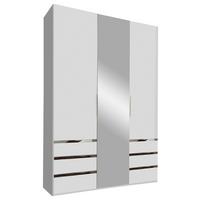 Drehtürenschrank Mit Spiegel + Laden 150cm Level 36a, Weiß - Silberfarben/Weiß, MODERN, Glas/Holzwerkstoff (150/216/58cm) - MID.YOU