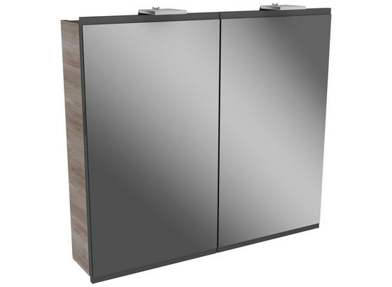 Spiegelschrank Lima B:80cm Grau/esche Dekor - Eschefarben, MODERN, Glas/Holzwerkstoff (80/73/15,5cm) - Fackelmann Spiegelschrank Lima B:80cm Grau/esche Dekor - Eschefarben, MODERN, Glas/Holzwerkstoff (80/73/15,5cm) - Fackelmann