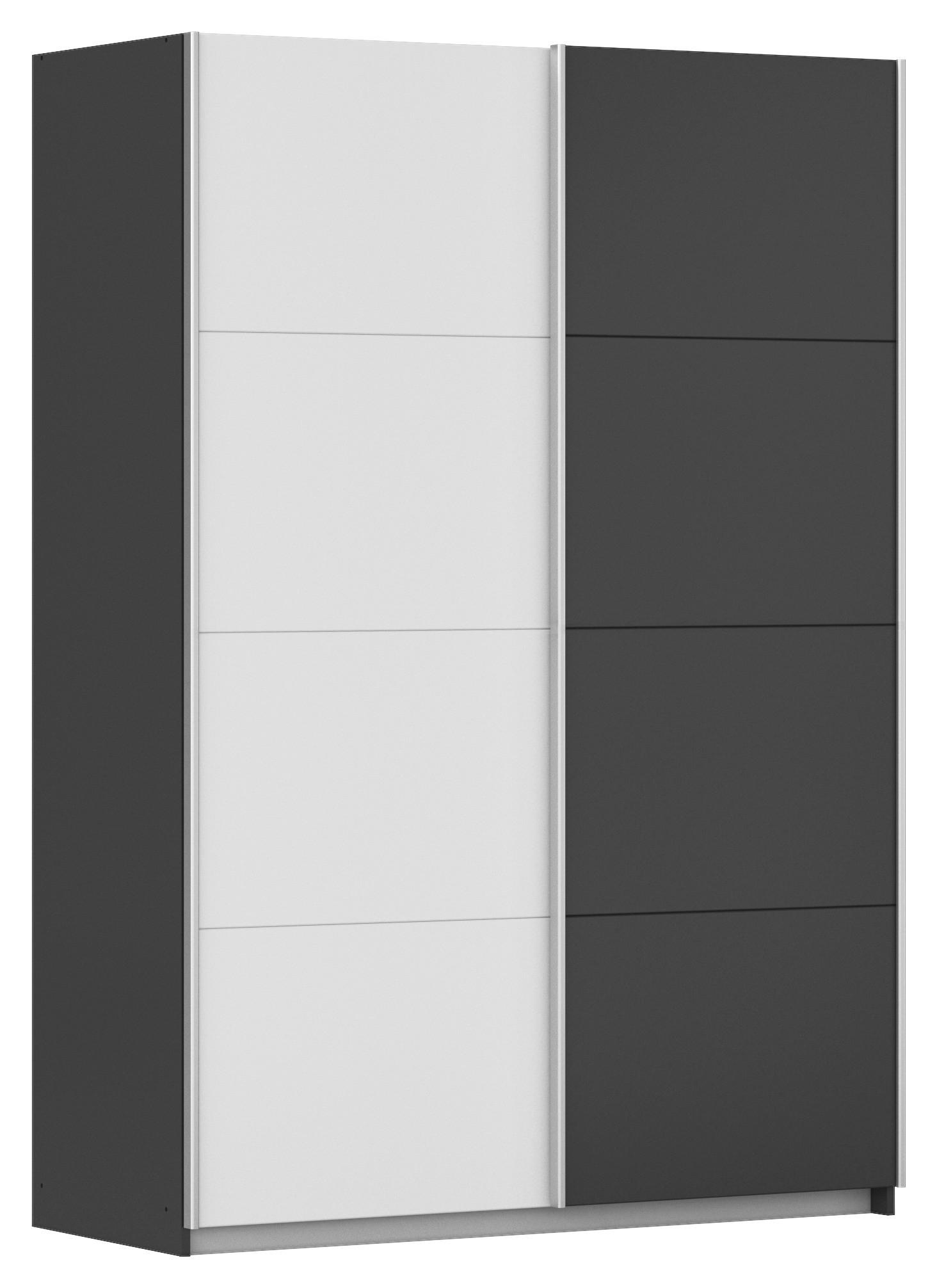 Schwebetürenschrank 136cm Subito, Graphitfarben/Weiß - Graphitfarben/Weiß, MODERN, Holzwerkstoff (136/197/61cm) - Rauch Möbel