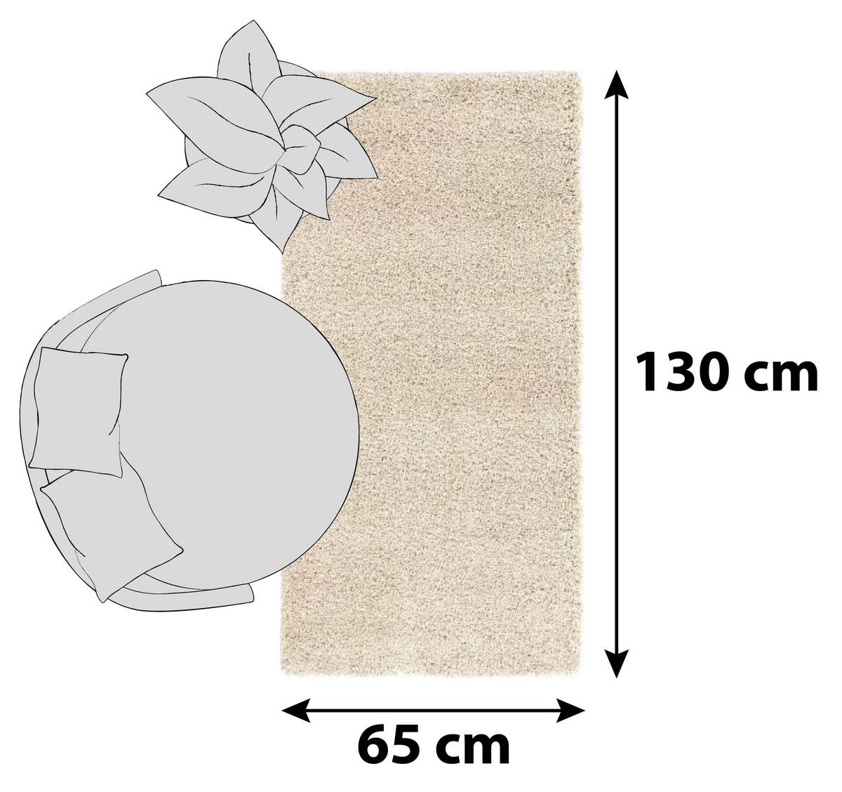 Hochflorteppich Fashion Shaggy Beige 65x130 cm - Beige, Basics, Textil (65/130cm) - Novel