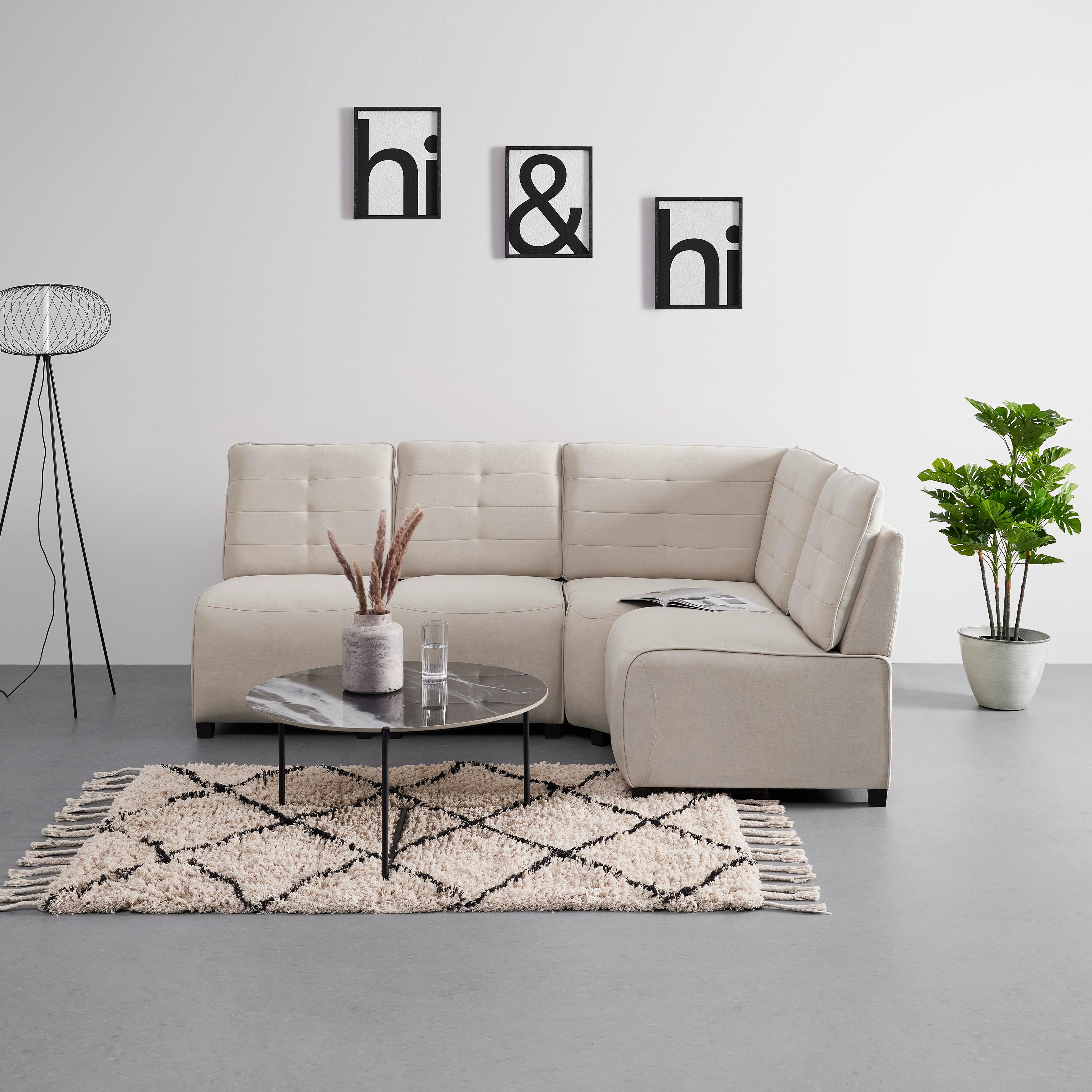 Sedací souprava VICTORIE béžová - béžová, Moderní, dřevo/textil (215/90/83cm) - Bessagi Home