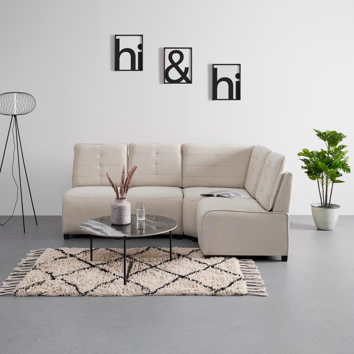 Sedací souprava VICTORIE béžová - béžová, Moderní, dřevo/textil (215/90/83cm) - Bessagi Home