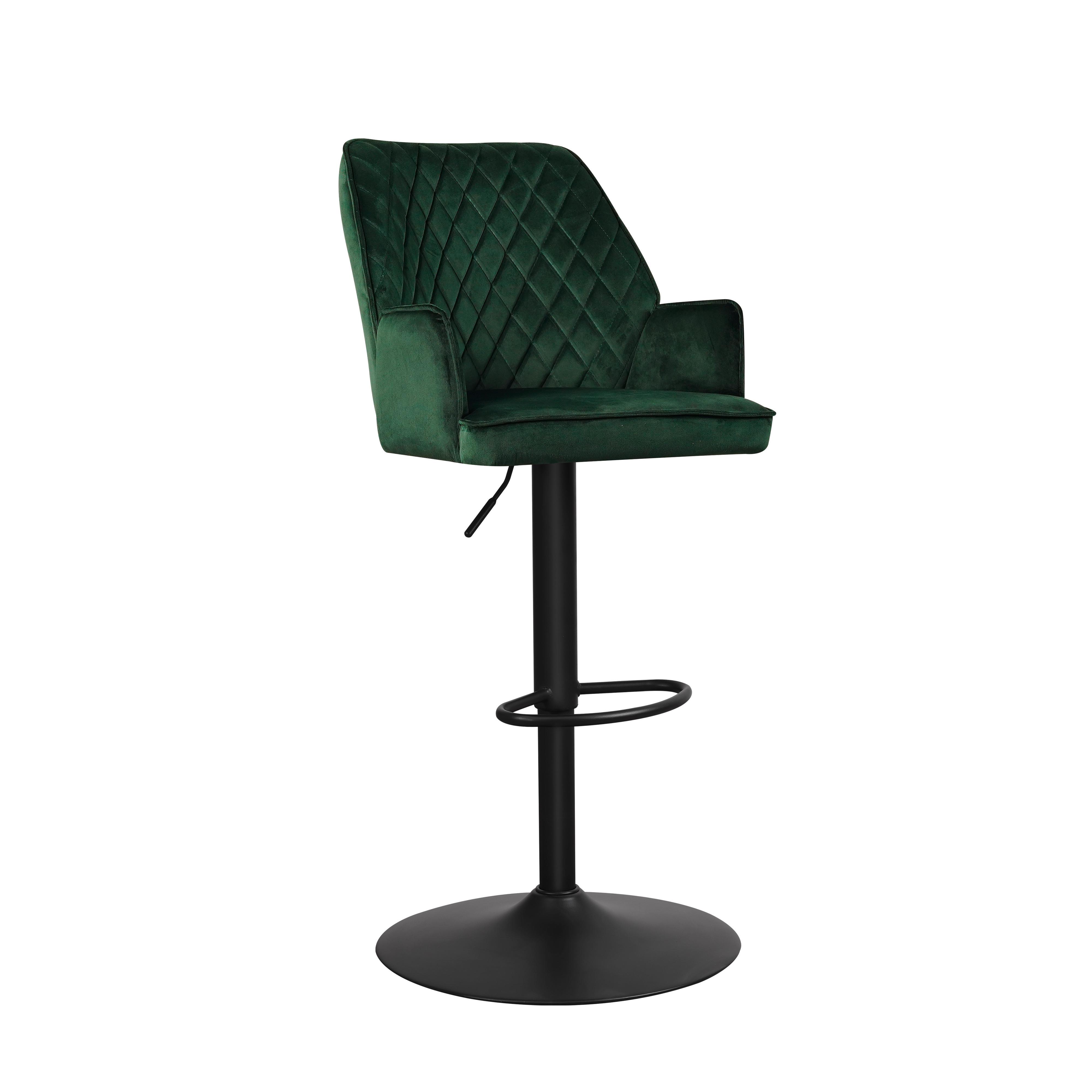 Barhocker-Set Donny Grün B: 54 cm - Schwarz/Grün, MODERN, Textil/Metall (54/100/58cm) - MID.YOU