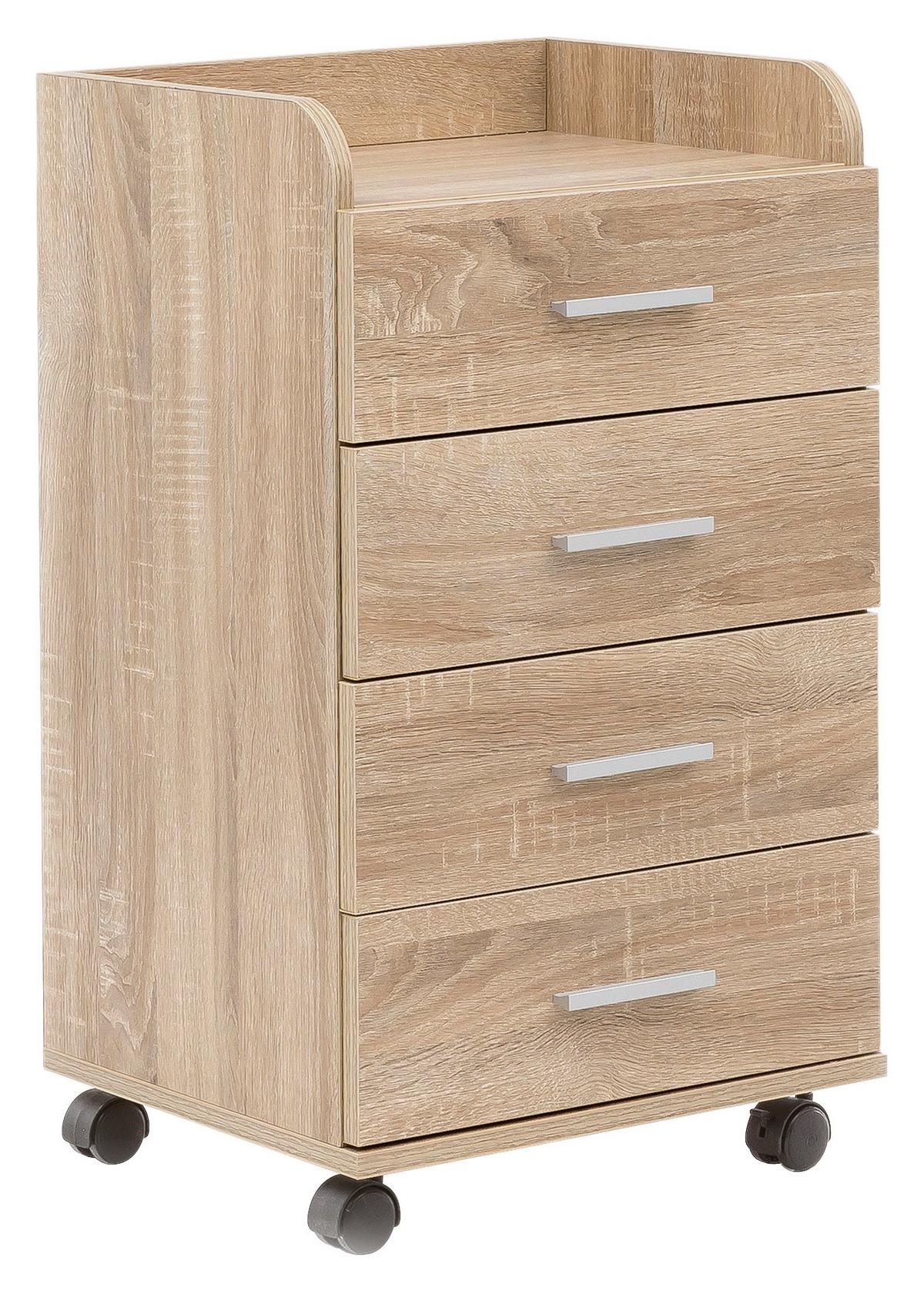 Kanc. kontajner na kolečkách sonoma dub - barvy dubu/barvy stříbra, Konvenční, kov/kompozitní dřevo (40/70,5/33cm) - MID.YOU