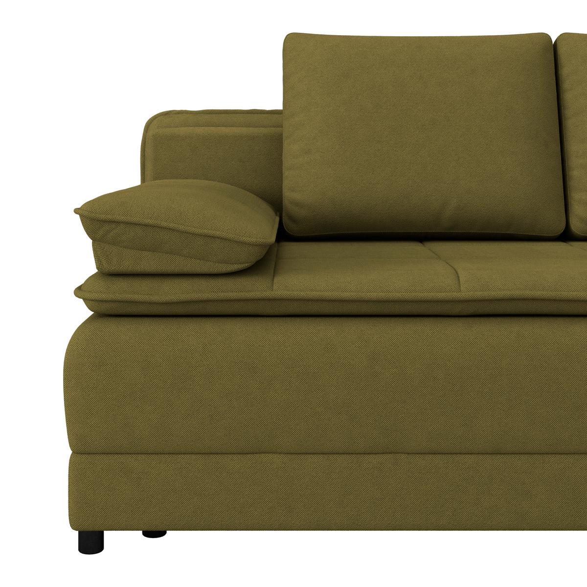 Pohovka s funkciou olivově zelená barva - bílá/černá, Moderní, textil/plast (202/73-92/105cm) - Luca Bessoni